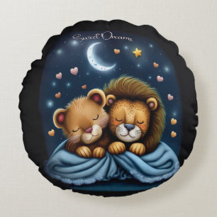 Sweet Dreams Cute Design Lion Round Cushion