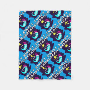 Sweet Dreams - Cute Moon Taking a Nap Fleece Blanket