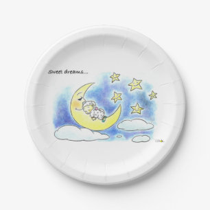 sweet dreams cute sleeping baby baby shower paper plate