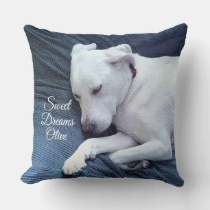 Sweet Dreams Cute White Labrador Retriever Mix Dog Cushion