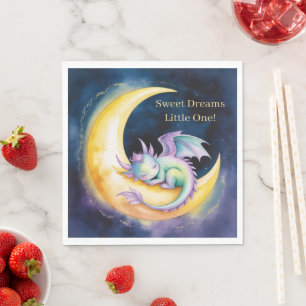 Sweet Dreams Dragon and Half Moon Baby Shower Napkin