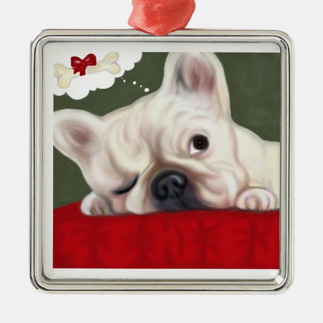 Sweet Dreams French Bulldog Metal Tree Decoration (Front)