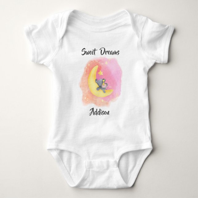 Sweet Dreams Girl Baby Elephant 1 Bodysuit (Front)