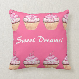 Sweet Dreams Girls Pink Cupcakes Sleepover Cushion