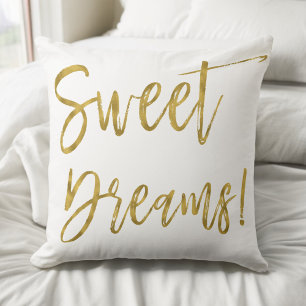 Sweet Dreams Gold Typography Inspiration Word Cushion
