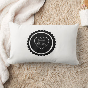 Sweet Dreams Heart Emblem Monochrome Lumbar Cushion