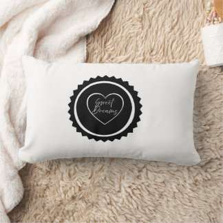 Sweet Dreams Heart Emblem Monochrome Lumbar Cushion