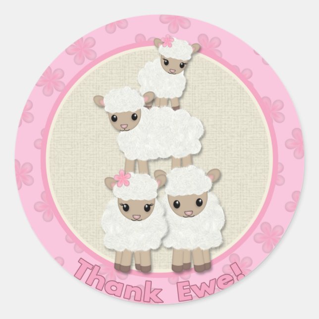 Sweet Dreams LAMB Baby Shower SDK#4 Thank Ewe Classic Round Sticker (Front)