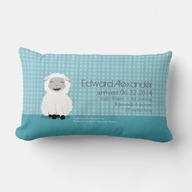 Sweet Dreams Lamb Blue Personalised Baby Pillow (Front)
