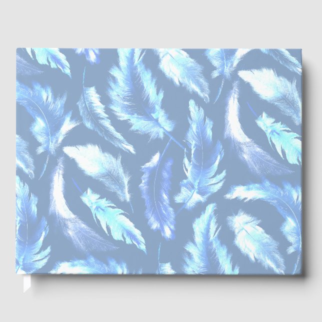 sweet dreams - light blue watercolor feathers : guest book (Front)