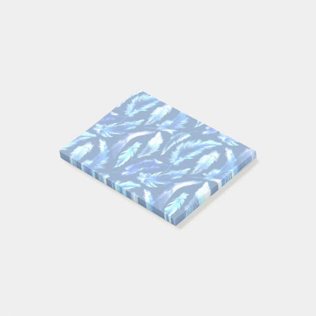sweet dreams - light blue watercolor feathers : post-it notes (Angled)