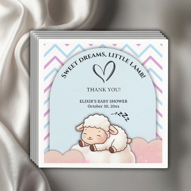 Sweet Dreams Little Lamb Cute Kawaii Baby Shower  Napkin (Creator Uploaded)