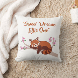 "Sweet Dreams Little One" Sleepy Red Panda White C Cushion