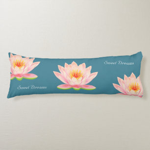 Sweet Dreams Lotus Flowers on Bluish Teal Body Pil Body Cushion