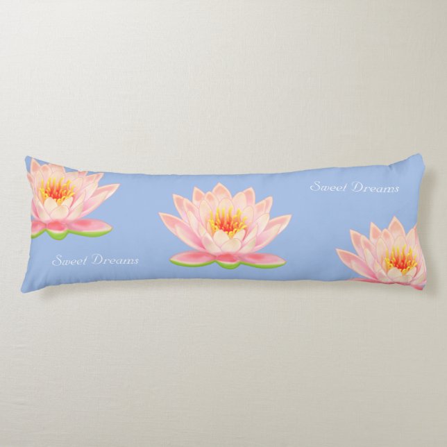Sweet Dreams Lotus Flowers on Light Blue Body Cushion (Front)