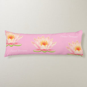 Sweet Dreams Lotus Flowers on Light Pink Body Cushion