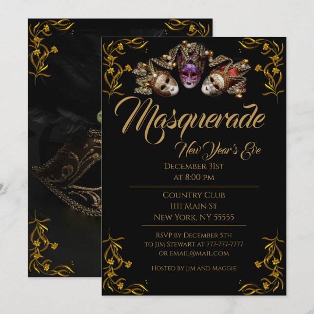 Sweet Dreams Masquerade Party Invitation (Front/Back)