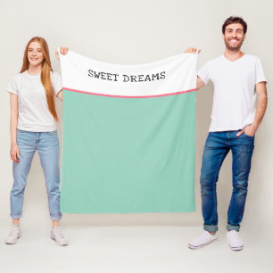 Sweet Dreams Mint Green and Pink  Fleece Blanket