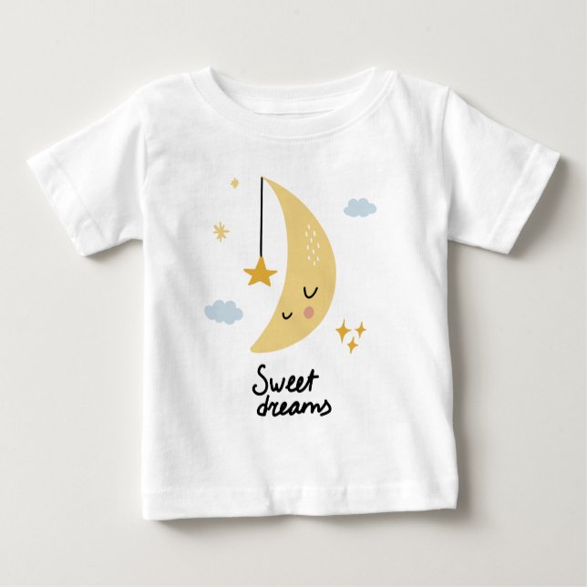 Sweet Dreams Moon & Stars Baby T-Shirt (Front)
