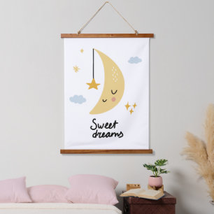 Sweet Dreams Moon & Stars Hanging Tapestry