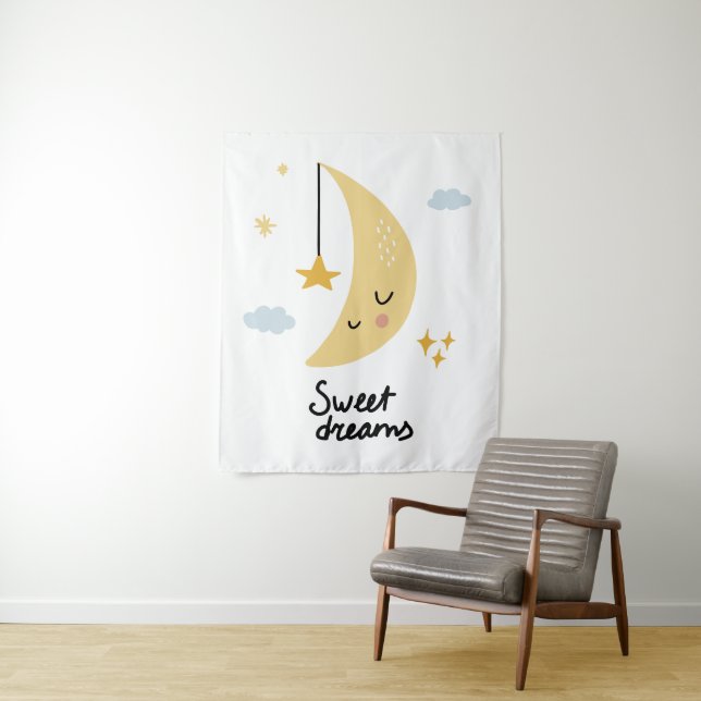 Sweet Dreams Moon & Stars Tapestry (In Situ)
