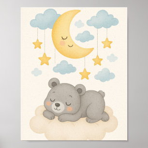 Sweet Dreams Nursery Wall Art Set – Moon, Bear