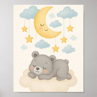 Sweet Dreams Nursery Wall Art Set – Moon, Bear