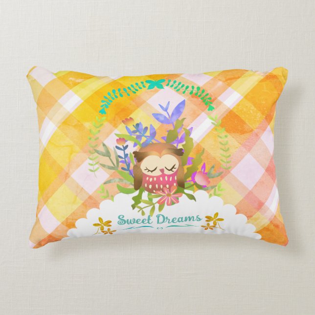 Sweet Dreams Owl Baby Blanket Decorative Cushion (Front)