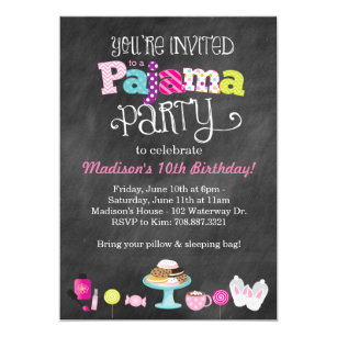 Sweet Dreams Pajama Party Chalkboard Invitation