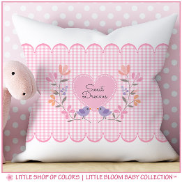 Sweet Dreams Pink Gingham Baby Girl Nursery Cushion