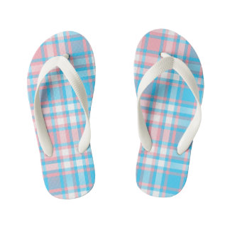 Sweet Dreams Plaid Kids Flip Flops