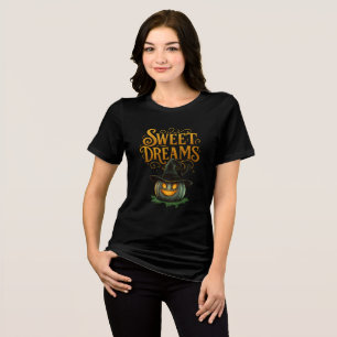 Sweet Dreams Pumpkin Witch Art Tri-Blend Shirt