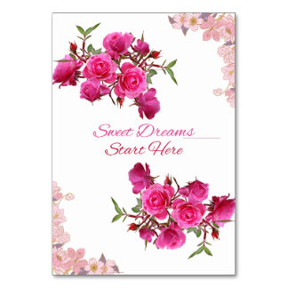 Sweet Dreams Start Here Rose Table Card