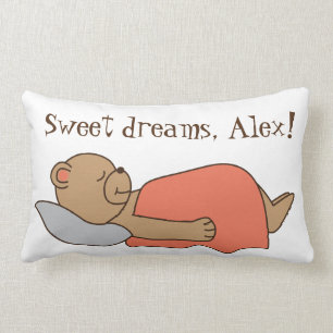 Sweet dreams teddy bear design. lumbar cushion