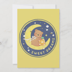 Sweet Dreams: Teddy Bear & Honey Illustration Invitation