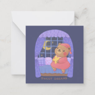 Sweet Dreams: Teddy Bear Illustration Card