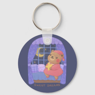 Sweet Dreams: Teddy Bear Illustration Key Ring