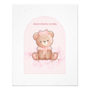 Sweet Dreams Teddy Bear Print Baby Girl Nursery