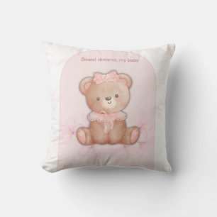 Sweet Dreams Teddy Bear Print   Baby Girl Nursery  Cushion