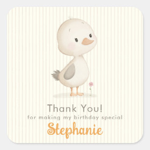 Sweet Duckling Birthday Square Sticker