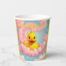 Sweet Duckling on Pink Clouds Hot Drink Cups