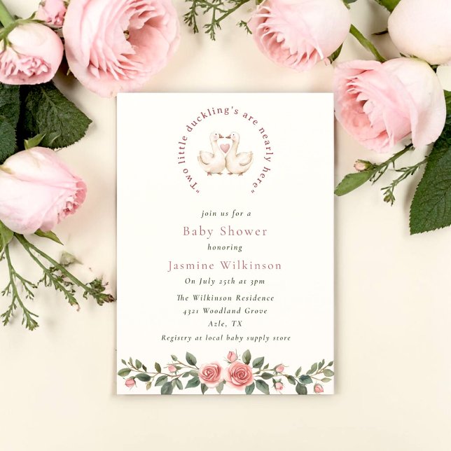 Sweet Duckling Twins Babies Shower Invite (Creator Uploaded)