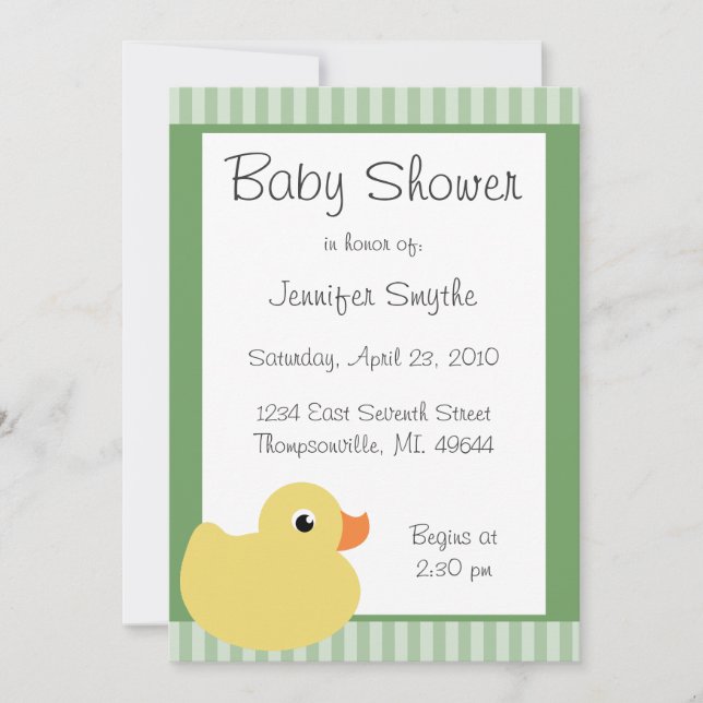 Sweet Ducky Mint Baby Shower Invitations (Front)