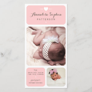 Sweet Duet Photo Baby Girl Birth Announcement
