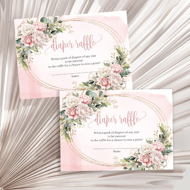 Sweet Dusty Pink Floral Eucalyptus Diaper Raffle Enclosure Card (Sweet Dusty Pink Floral Eucalyptus Diaper Raffle)