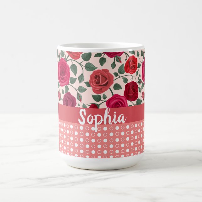 Sweet Dusty Pink Roses  Personalised Coffee Mug (Center)