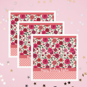 Sweet Dusty Pink Roses  Personalised  Napkins