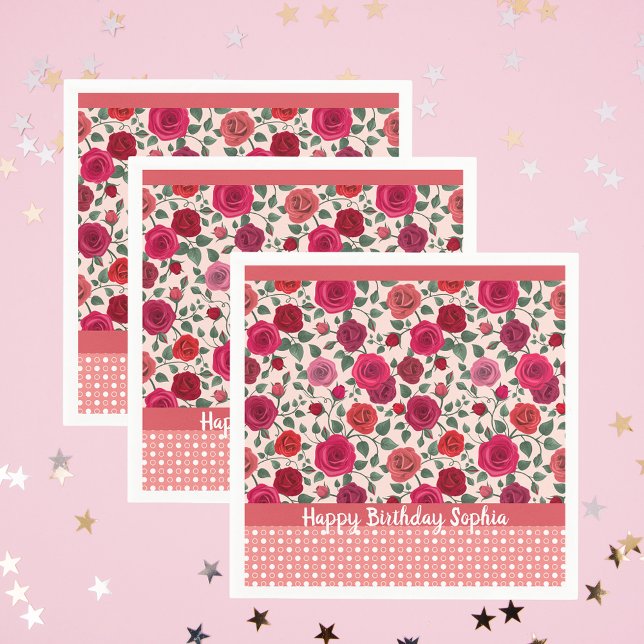 Sweet Dusty Pink Roses  Personalised  Napkins (Creator Uploaded)