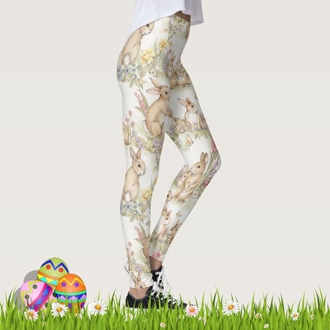 Sweet Easter Bunnies & Daffodils Spring Leggings (Creator Uploaded)