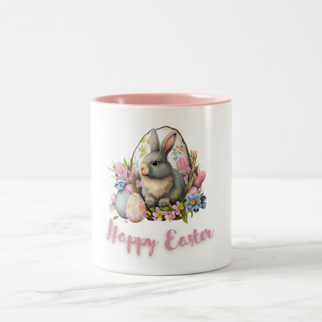 Sweet Easter bunny Two-Tone Coffee Mug (Center)